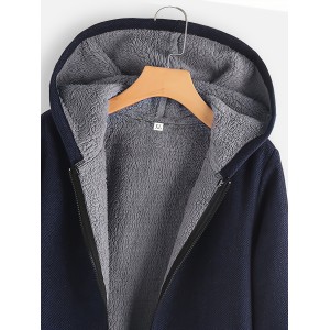 Zip Up Hooded Jacket, Casual Solid Long Sleeve Winter Warm Outerwear, Women's Clothing