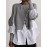 Colorblock Button Decor Asymmetrical T-Shirt, Casual Paneled Long Sleeve Top For Spring & Fall, Women's Clothing