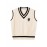 Badge Pattern V Neck Knitted Vest, Casual Sleeveless Preppy Style Sweater, Women's Clothing