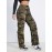 Camo Flap Pockets Cargo Pants, Loose Fit High Waist Straight Jeans, Women's Denim Jeans & Clothing